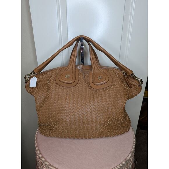 Givenchy Nightingale Braided Leather Handbag Brown Woven Authentic Bag - Picture 2 of 11